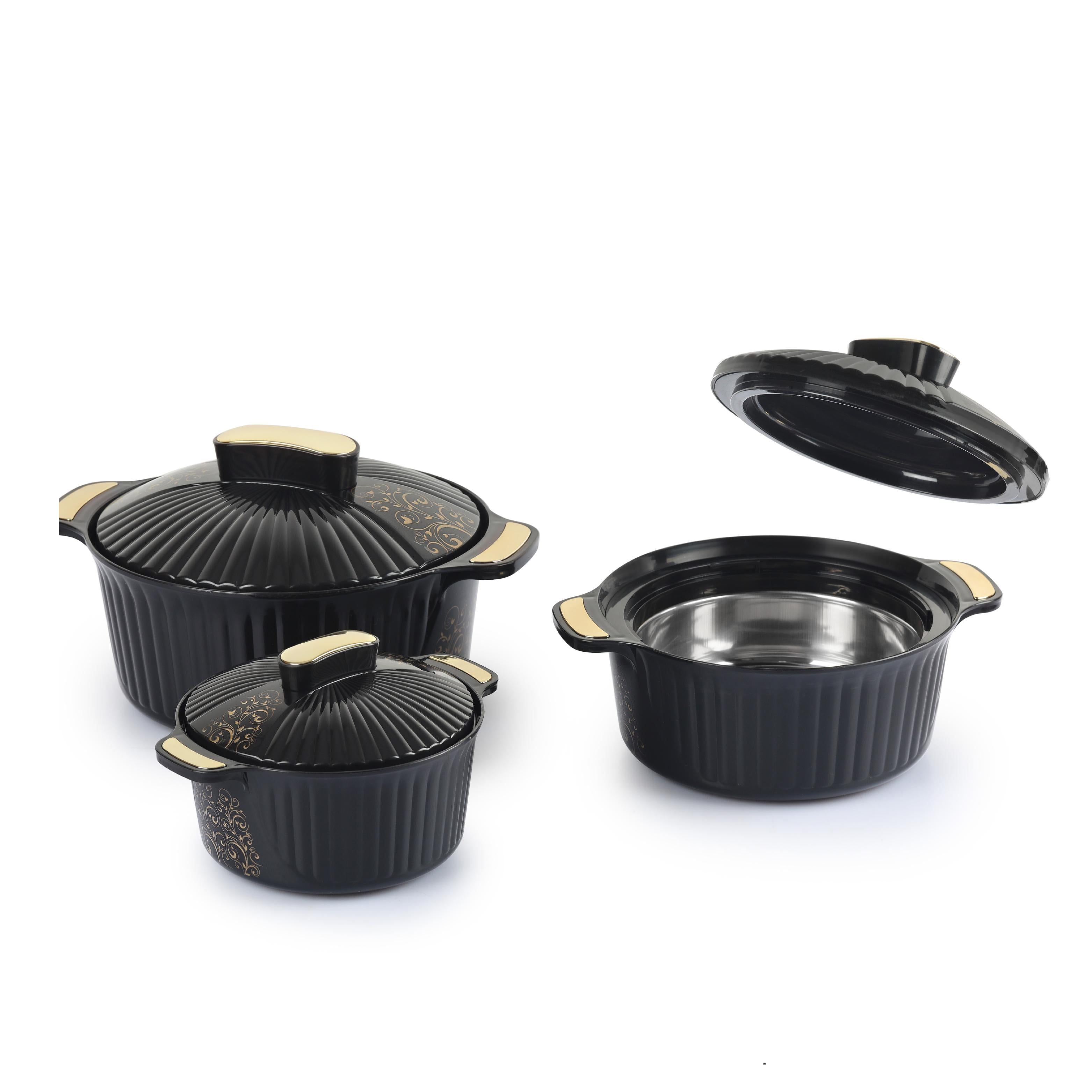 Sonet Insulated Casserole, Set of 3, 500ml+1000ml+1500ml Black / 500ml+1000ml+1500ml