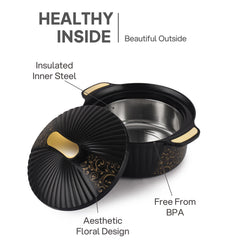 Sonet Insulated Casserole, Set of 3, 500ml+1000ml+1500ml Black / 500ml+1000ml+1500ml