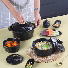 Sonet Insulated Casserole, Set of 3, 500ml+1000ml+1500ml Black / 500ml+1000ml+1500ml