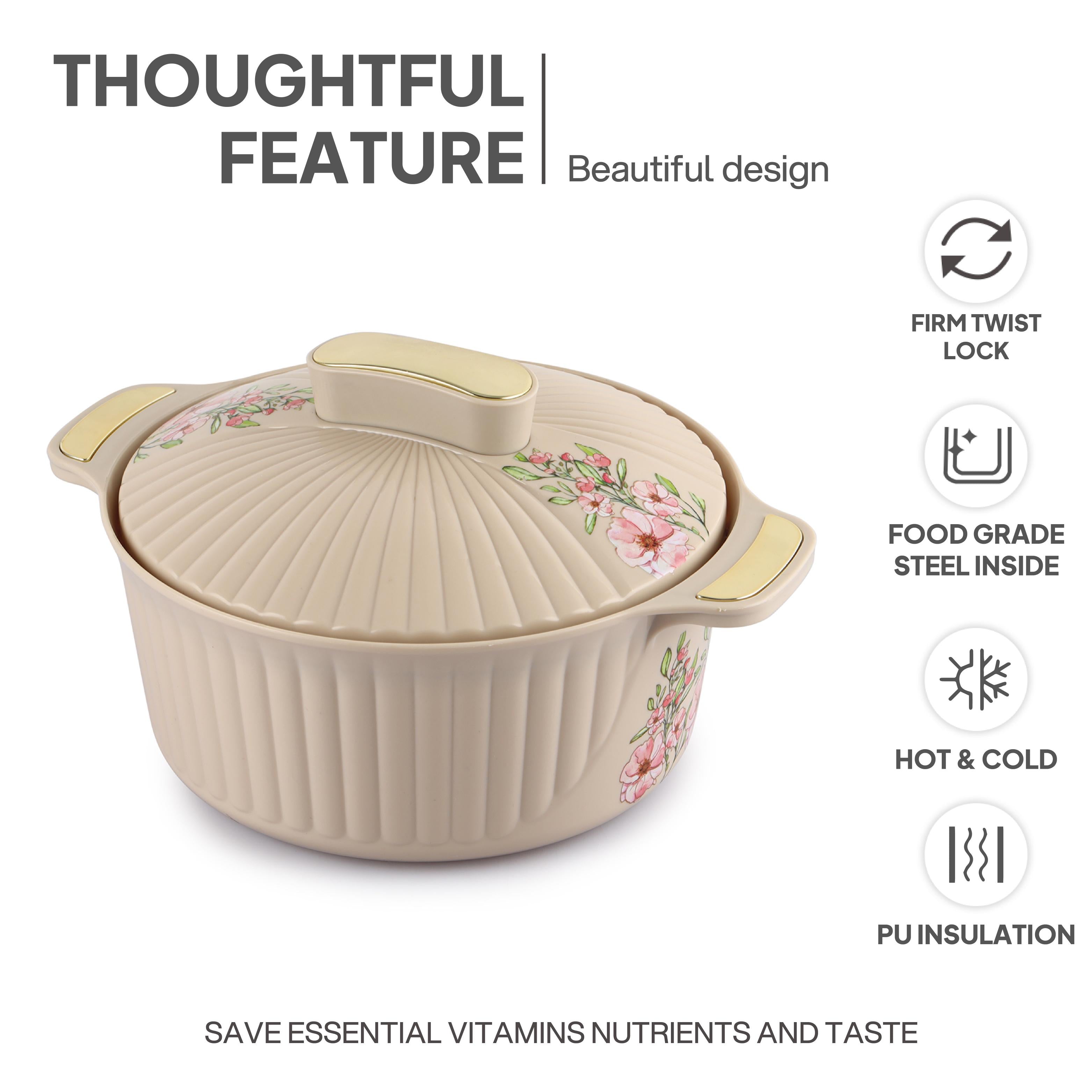 Sonet Insulated Casserole, Set of 3, 500ml+1000ml+1500ml Beige / 500ml+1000ml+1500ml