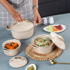 Sonet Insulated Casserole, Set of 3, 500ml+1000ml+1500ml Beige / 500ml+1000ml+1500ml