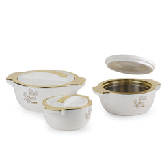Radiant Insulated Casserole, Set of 3, 500ml+1000ml+1500ml White / 500ml+1000ml+1500ml