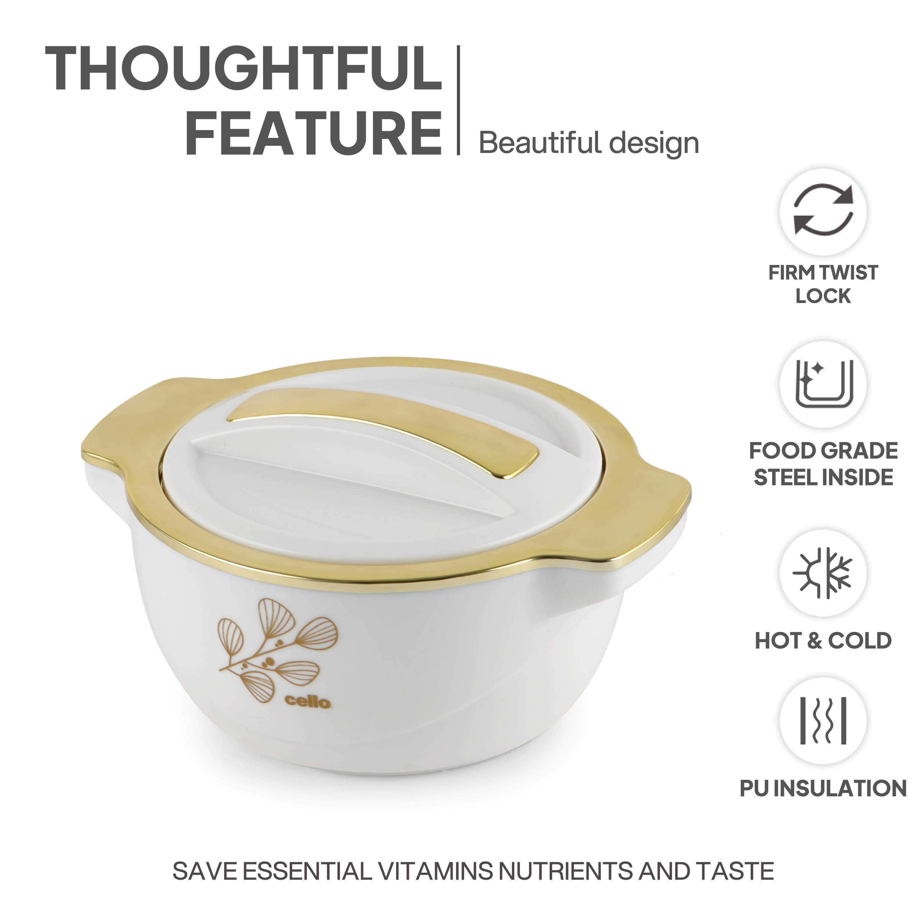 Radiant Insulated Casserole, Set of 3, 500ml+1000ml+1500ml White / 500ml+1000ml+1500ml