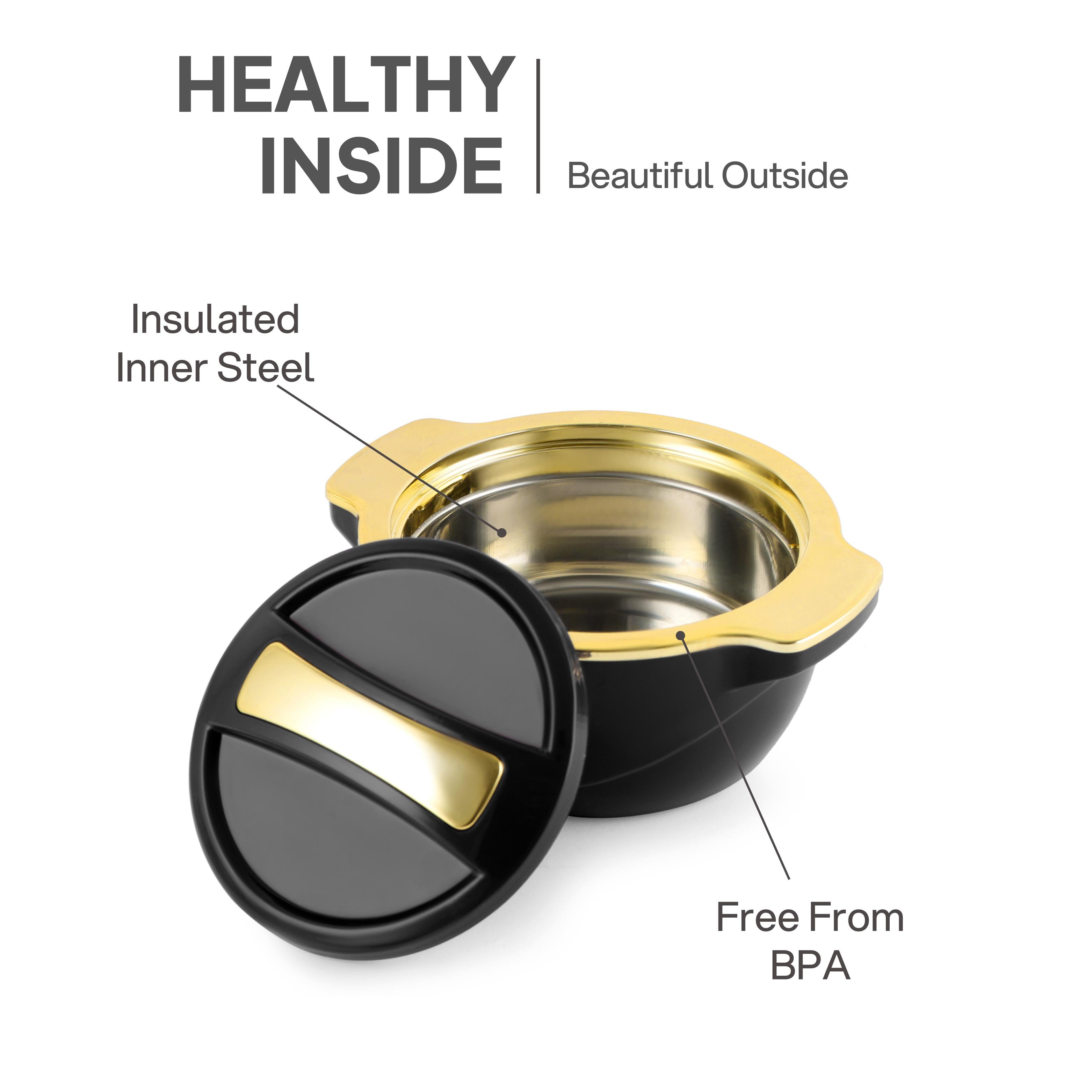 Radiant Insulated Casserole, Set of 3, 500ml+1000ml+1500ml Black / 500ml+1000ml+1500ml