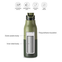 Puro Steel X Felix 600 Insulated Bottle, 490 ml Pestal Green / 490 ml