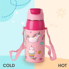 Era 3D Design Insulated Kids Water Bottle, 400ml Pink Parade