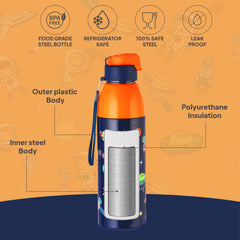 Uranus 3D Design Insulated Kids Water Bottle, 600ml Cosmic Explorer