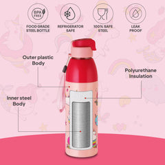 Uranus 3D Design Insulated Kids Water Bottle, 600ml Pink Parade