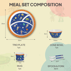 Cosmic Explorer Kids Melamine Meal, Set of 5 Trioplate