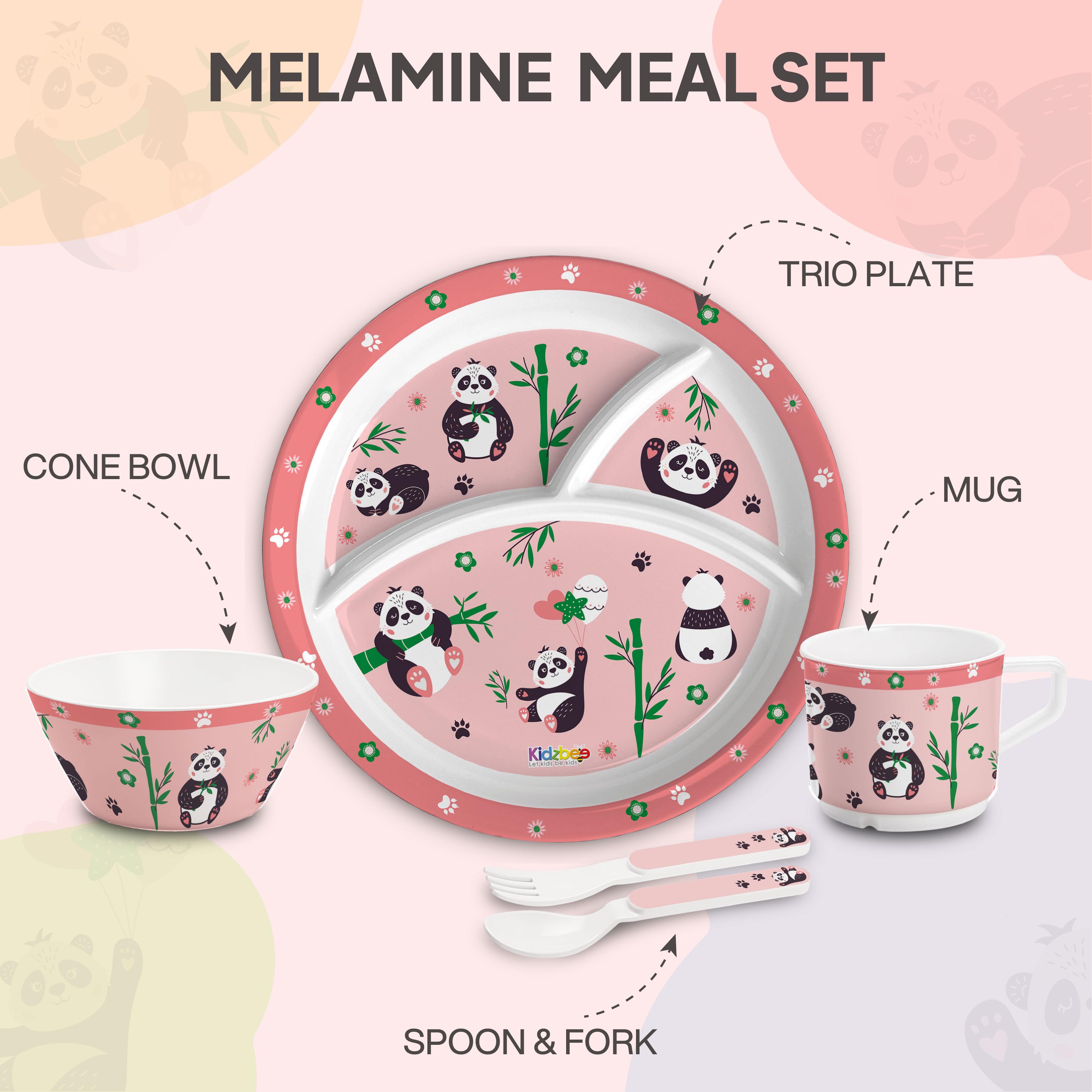Bamboo Buddies Peach Kids Melamine Meal, Set of 5 Trioplate
