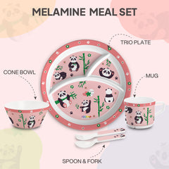 Bamboo Buddies Peach Kids Melamine Meal, Set of 5 Trioplate