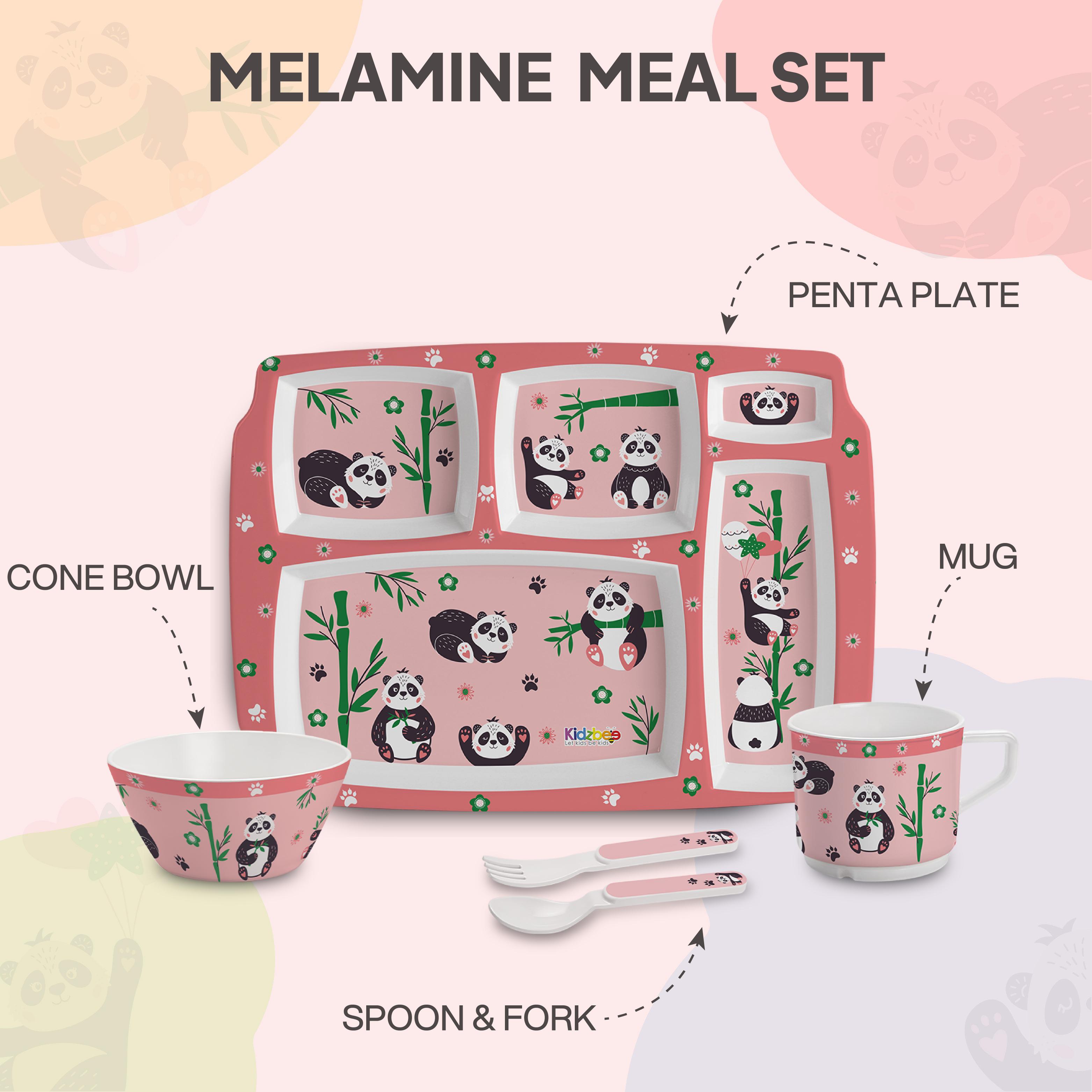 Bamboo Buddies Peach Kids Melamine Meal, Set of 5 Pentameal