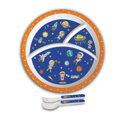 Cosmic Explorer Blue Kids Melamine Meal, Set of 3 Trioplate
