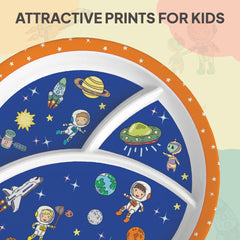 Cosmic Explorer Blue Kids Melamine Meal, Set of 3 Trioplate