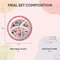 Bamboo Buddies Kids Melamine Meal, Set of 3 Trioplate
