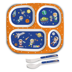 Cosmic Explorer Blue Kids Melamine Meal, Set of 3 Quadmeal
