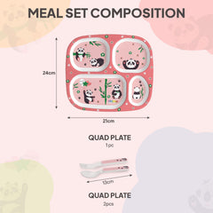 Bamboo Buddies Kids Melamine Meal, Set of 3 Quadmeal