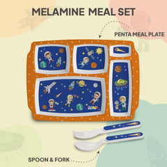 Cosmic Explorer Blue Kids Melamine Meal, Set of 3 Pentameal