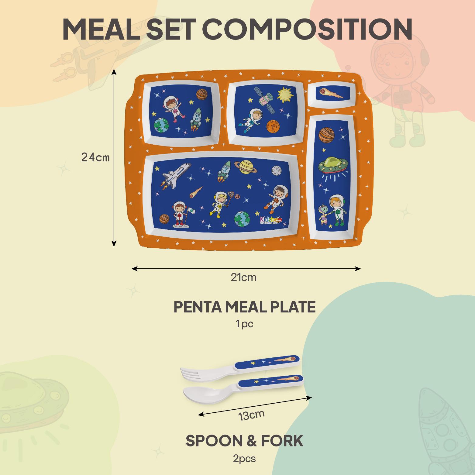 Cosmic Explorer Blue Kids Melamine Meal, Set of 3 Pentameal
