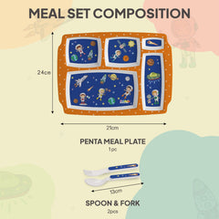 Cosmic Explorer Blue Kids Melamine Meal, Set of 3 Pentameal