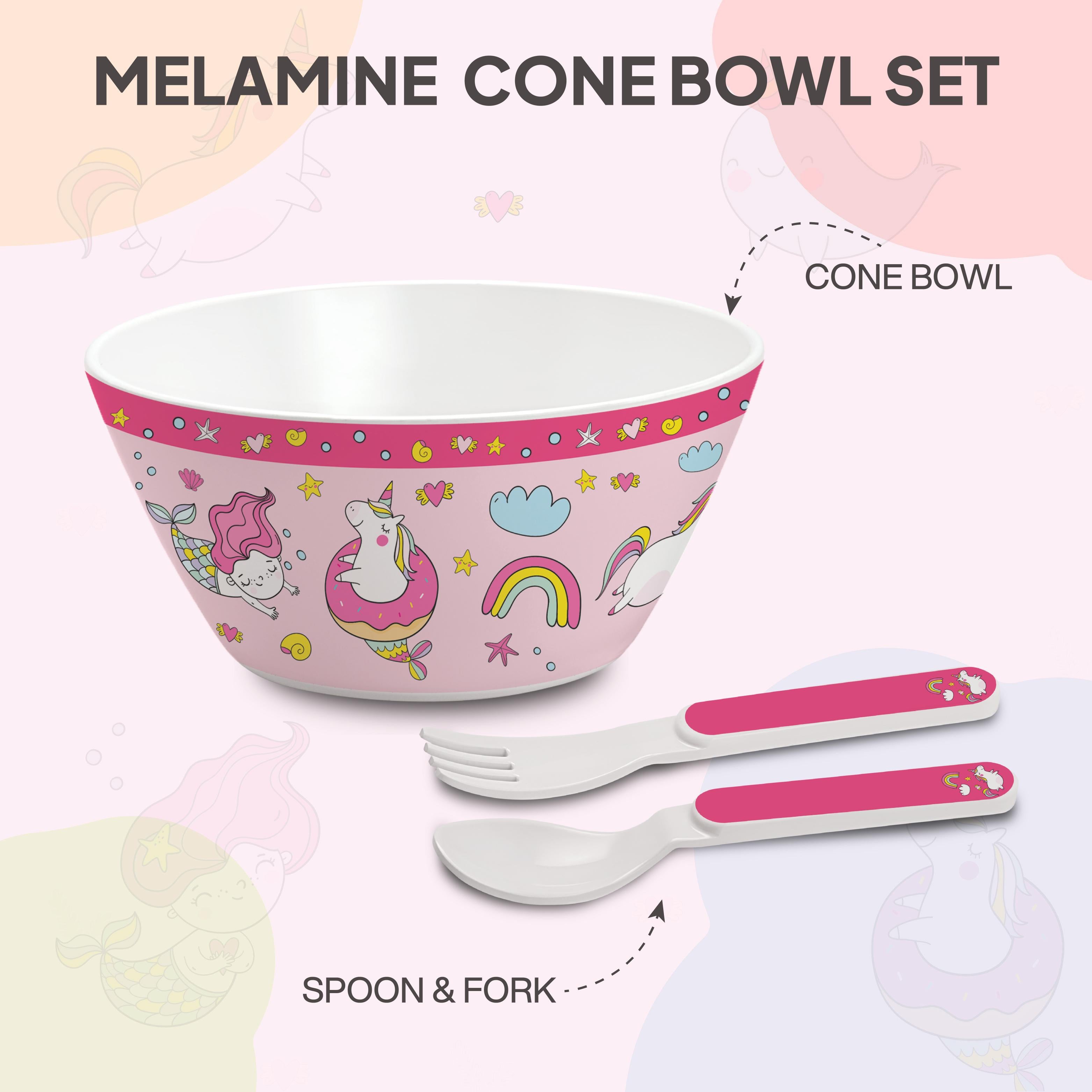 Cone Kids Melamine Bowl, Set of 3 Pink Parade