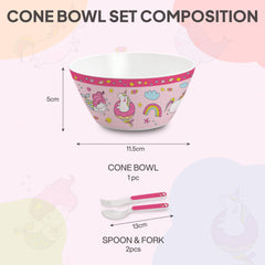 Cone Kids Melamine Bowl, Set of 3 Pink Parade