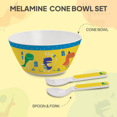 Cone Kids Melamine Bowl, Set of 3 Dino Party