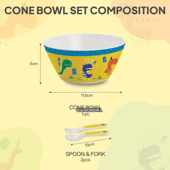 Cone Kids Melamine Bowl, Set of 3 Dino Party