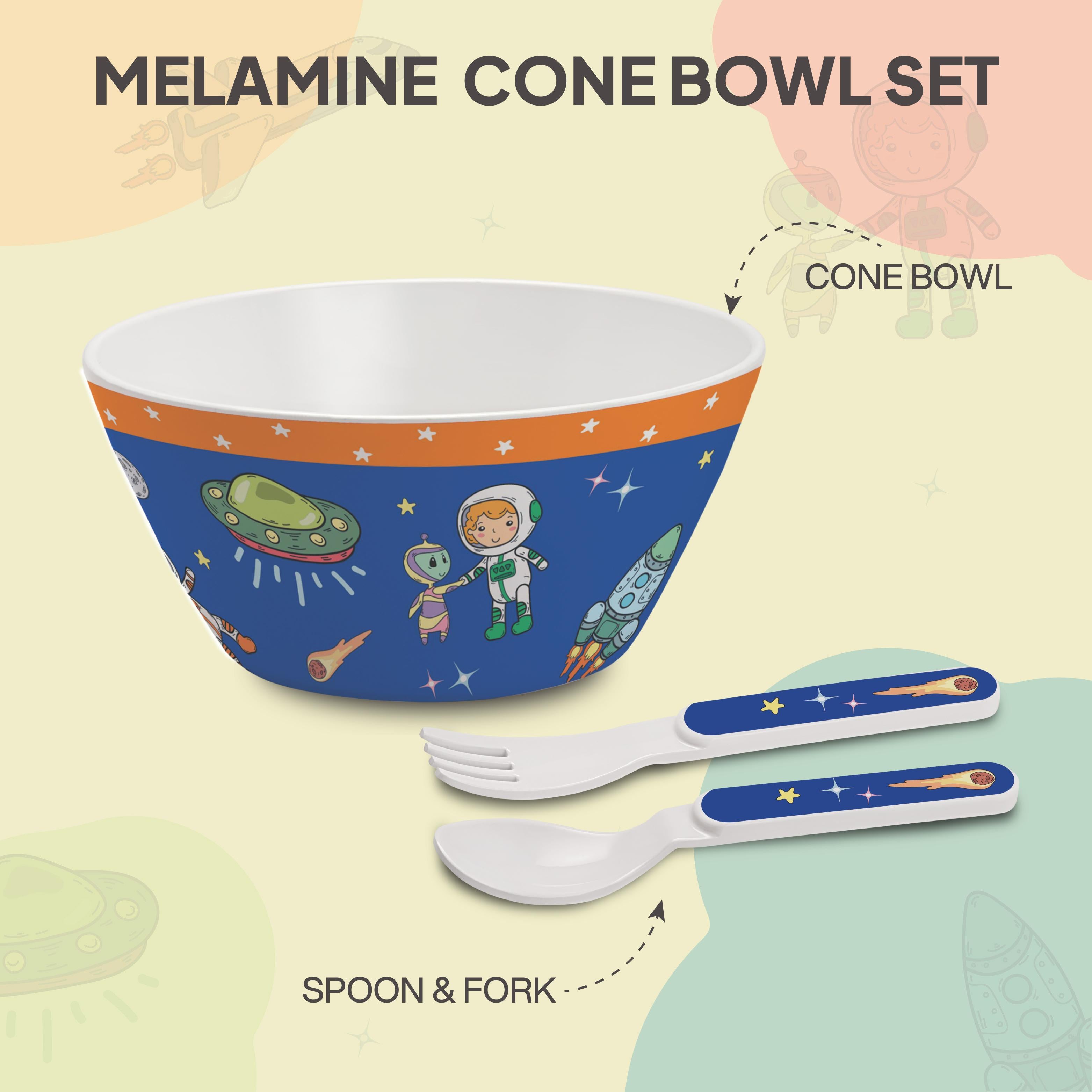 Cone Kids Melamine Bowl, Set of 3 Cosmic Explorer