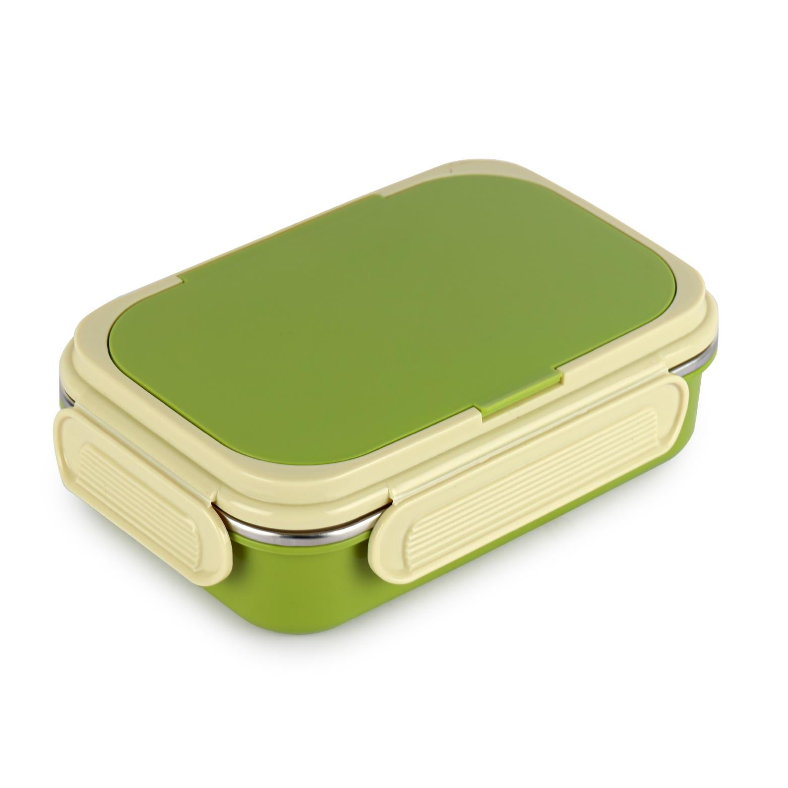 Mac Insulated Inner Steel Lunch Box with Fork and Spoon Green