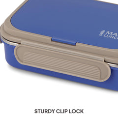 Mac Insulated Inner Steel Lunch Box with Fork and Spoon Blue