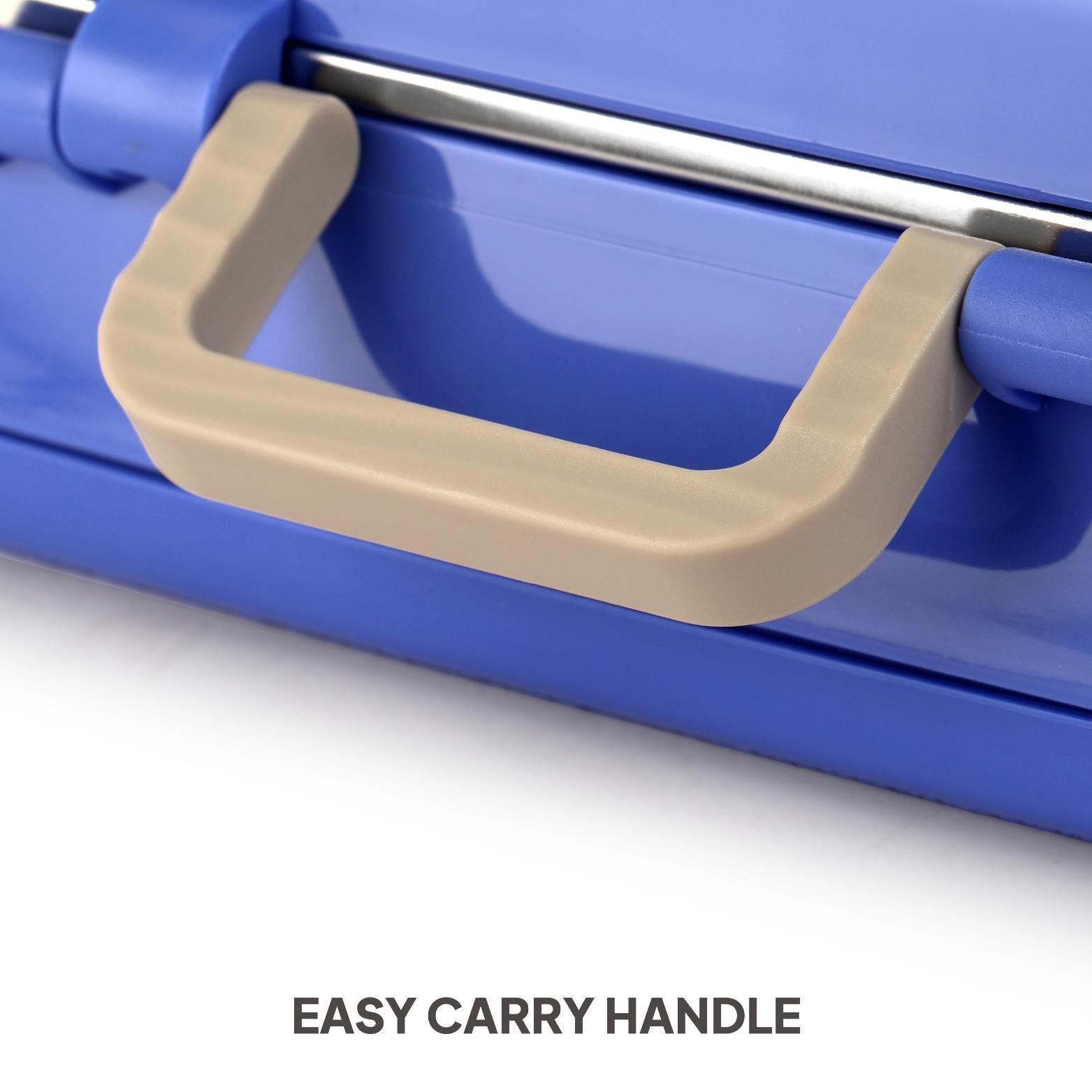 Pioneer Insulated Inner Steel Lunch Box with Fork and Spoon Blue