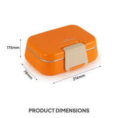 Pioneer Insulated Inner Steel Lunch Box with Fork and Spoon Orange