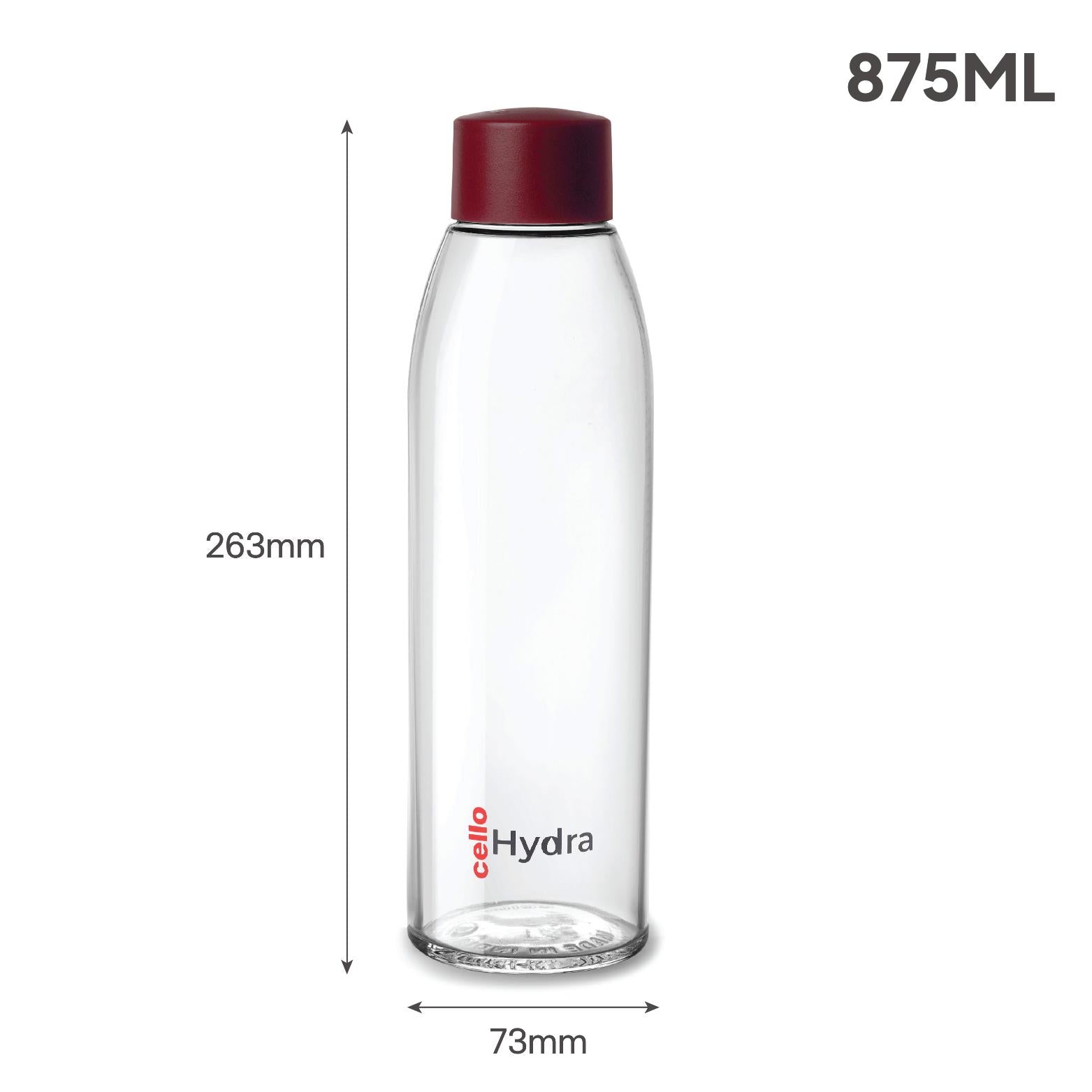 Hydra Glass Bottle 900ml Maroon