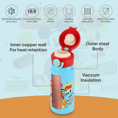 Giggle 3D Touch & Feel Sipper Thermosteel Flask, 380 ml Best Pals