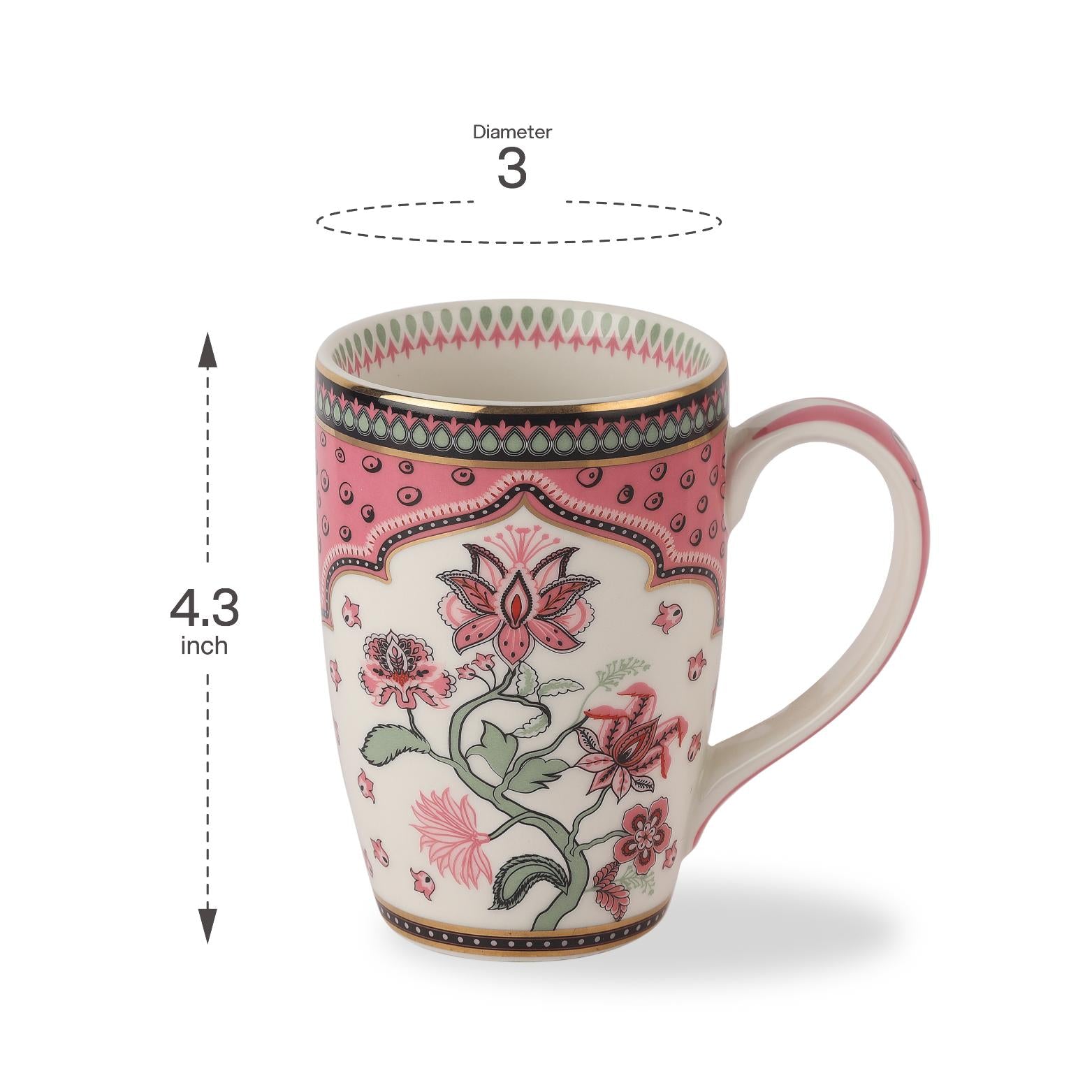 Chitrakala White Mug, Mirage Series, Set of 2