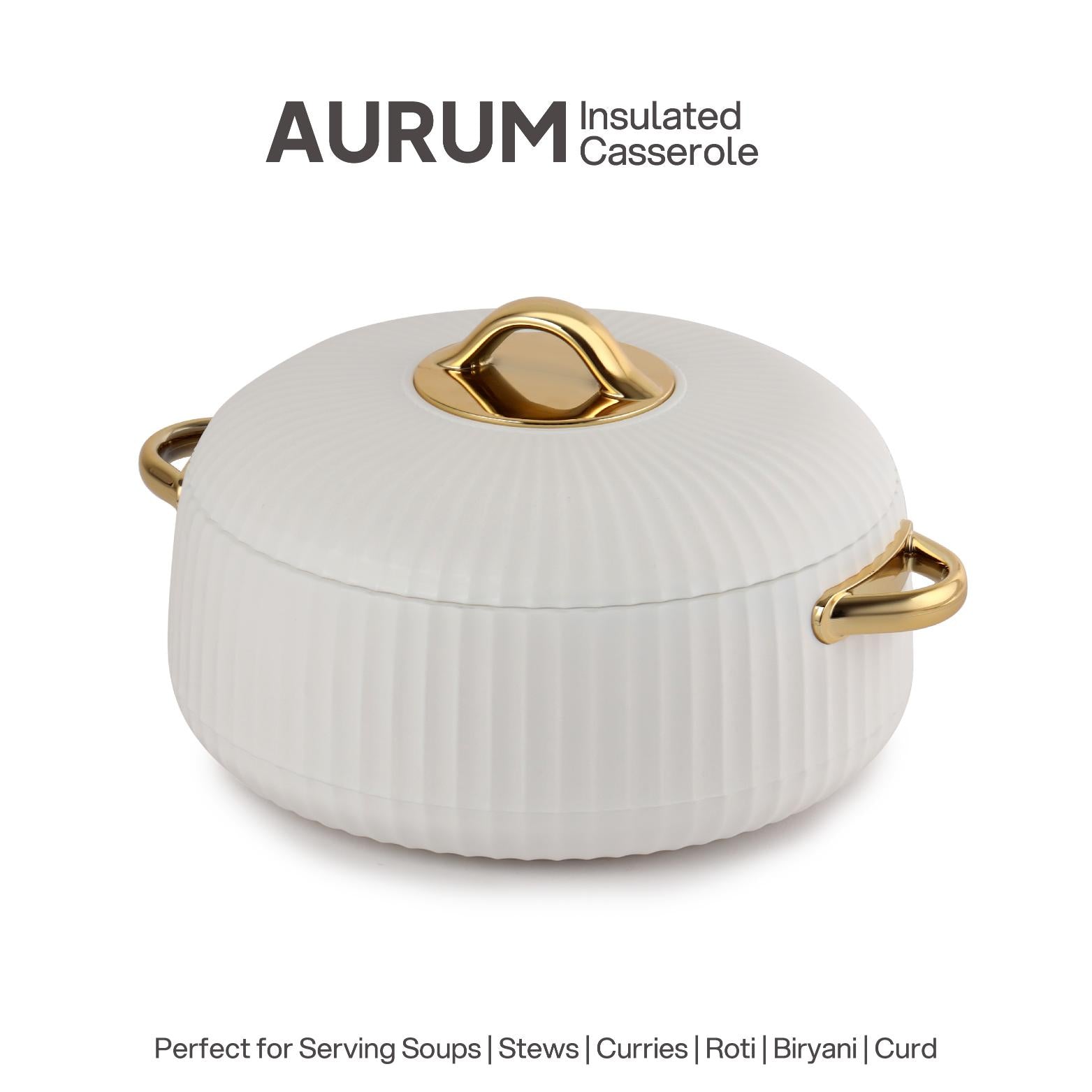 Aurum Insulated Casserole, 1500ml White / 1500ml