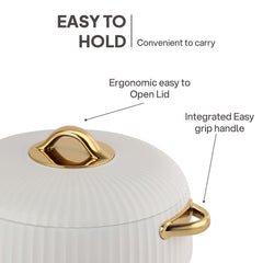 Aurum Insulated Casserole, Set of 3, 1000ml+1000ml+1500ml White / 1000ml+1000ml+1500ml