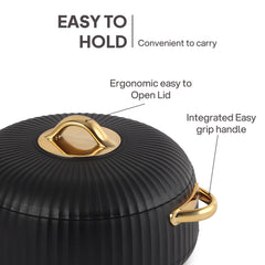 Aurum Insulated Casserole, Set of 3, 1000ml+1000ml+1500ml Black / 1000ml+1000ml+1500ml