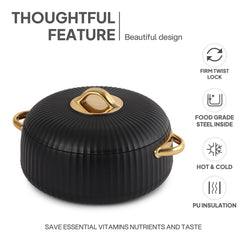 Aurum Insulated Casserole, Set of 3, 1000ml+1000ml+1500ml Black / 1000ml+1000ml+1500ml