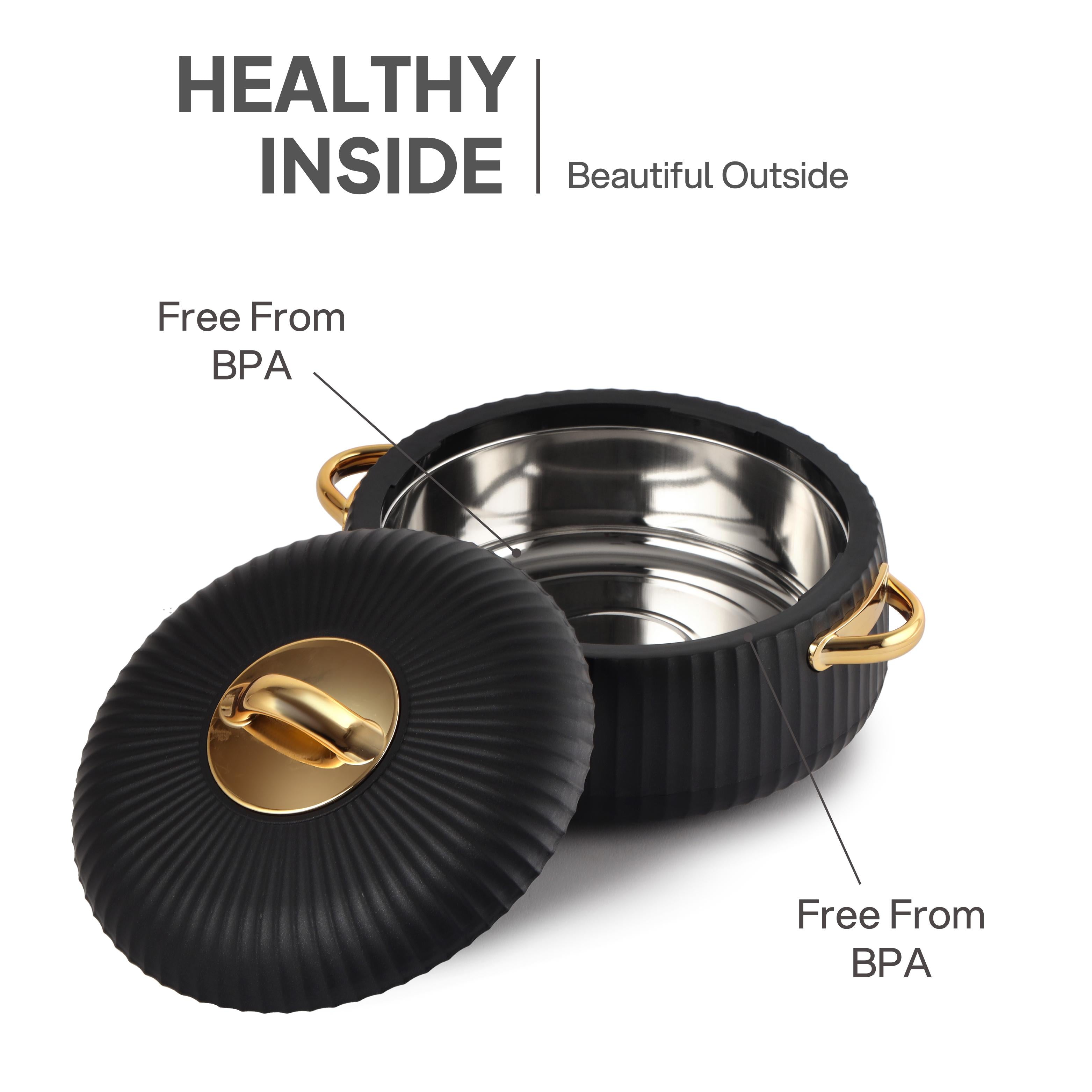 Aurum Insulated Casserole, Set of 3, 1000ml+1000ml+1500ml Black / 1000ml+1000ml+1500ml