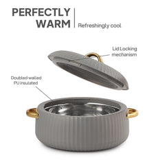 Aurum Insulated Casserole, Set of 3, 1000ml+1000ml+1500ml Grey / 1000ml+1000ml+1500ml