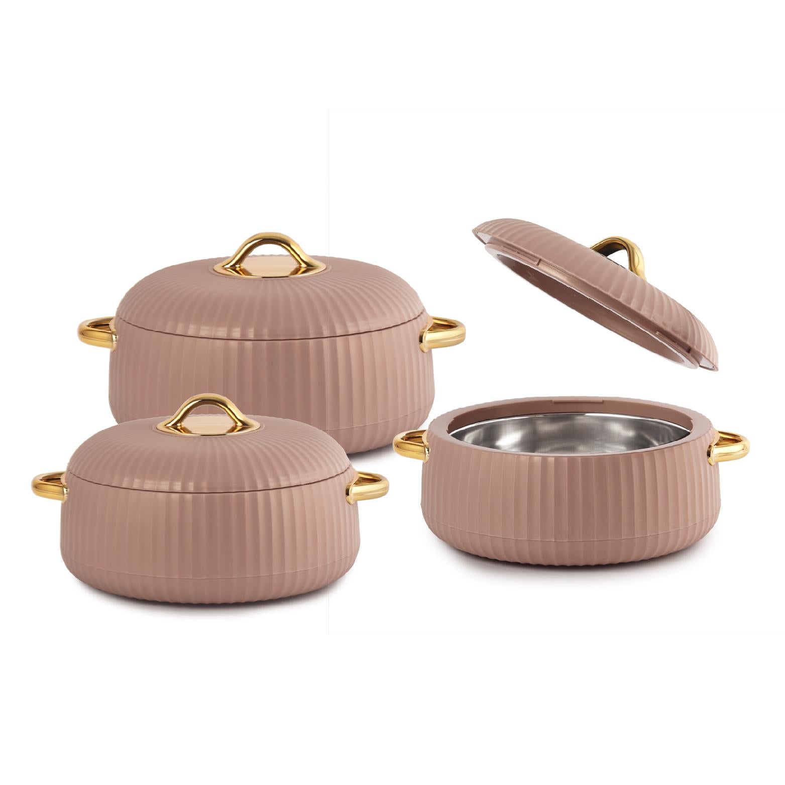 Aurum Insulated Casserole, Set of 3, 1000ml+1000ml+1500ml Beige / 1000ml+1000ml+1500ml