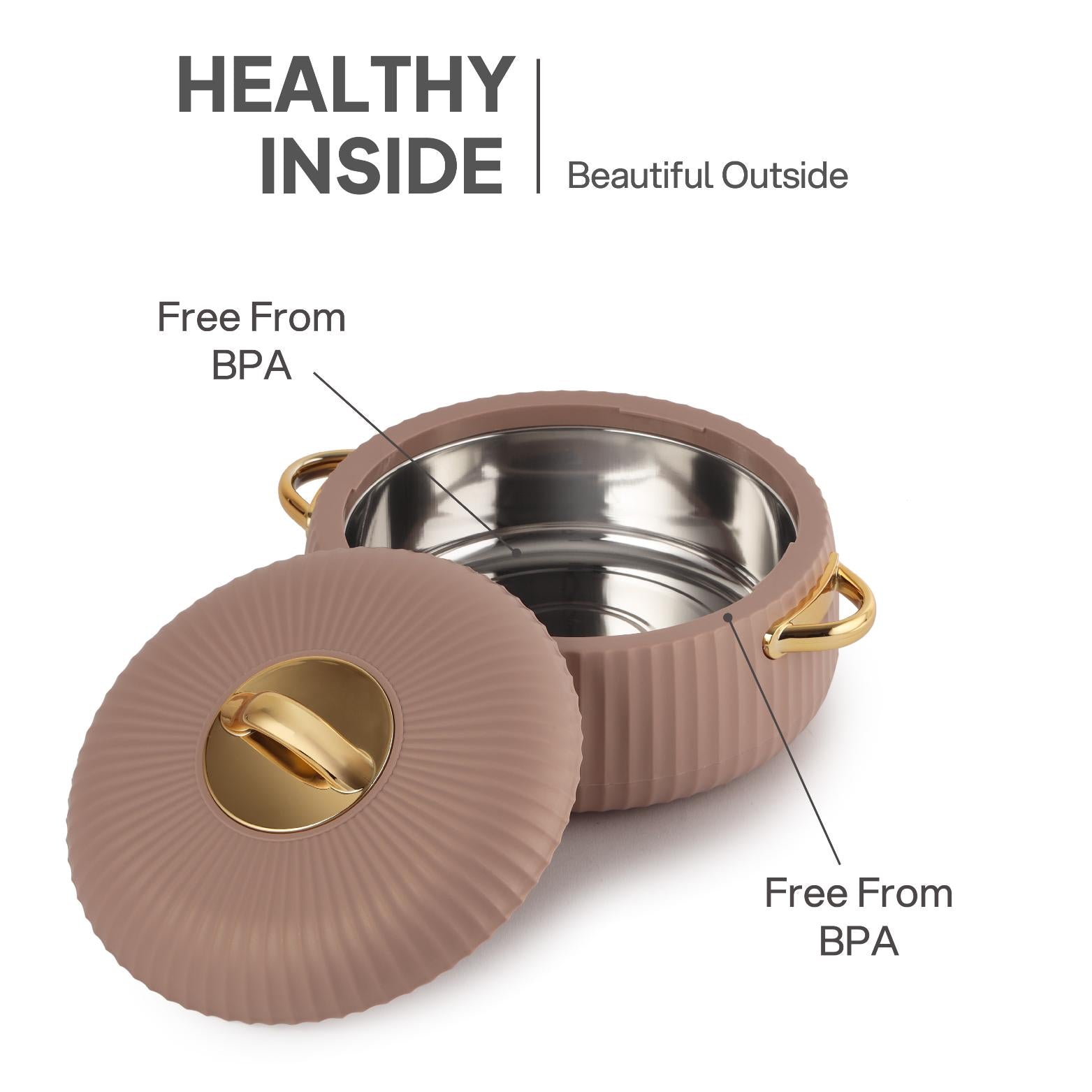 Aurum Insulated Casserole, Set of 3, 1000ml+1000ml+1500ml Beige / 1000ml+1000ml+1500ml