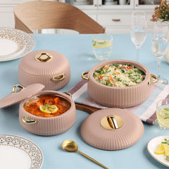 Aurum Insulated Casserole, Set of 3, 1000ml+1000ml+1500ml Beige / 1000ml+1000ml+1500ml