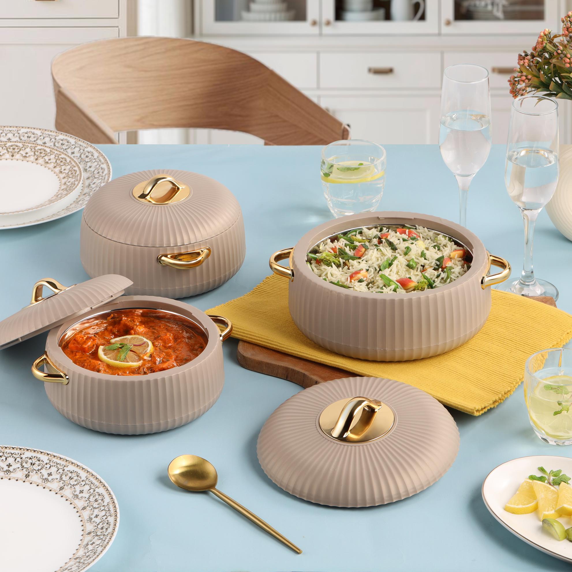 Aurum Insulated Casserole, Set of 3, 1000ml+1000ml+1500ml Brown / 1000ml+1000ml+1500ml