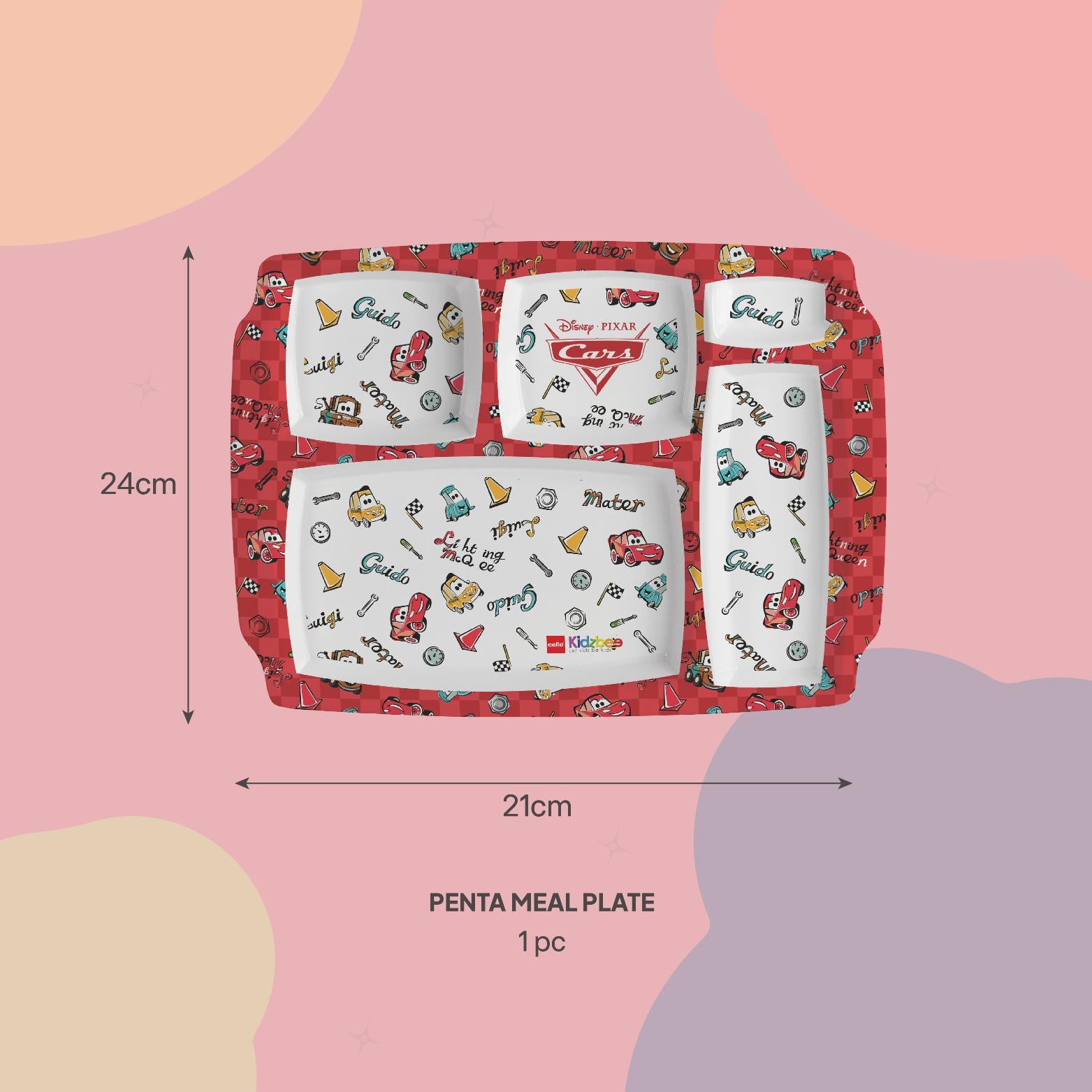 Pentameal Kids Plate, 1 Piece Pixar Cars