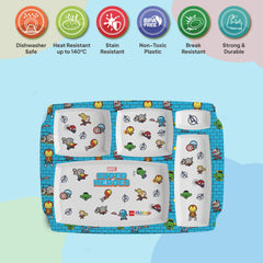 Pentameal Kids Plate, 1 Piece Super Heroes