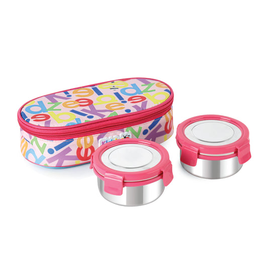 Little Lunch Kids Steel Meal Set With Jacket, 342 ml Each Pink