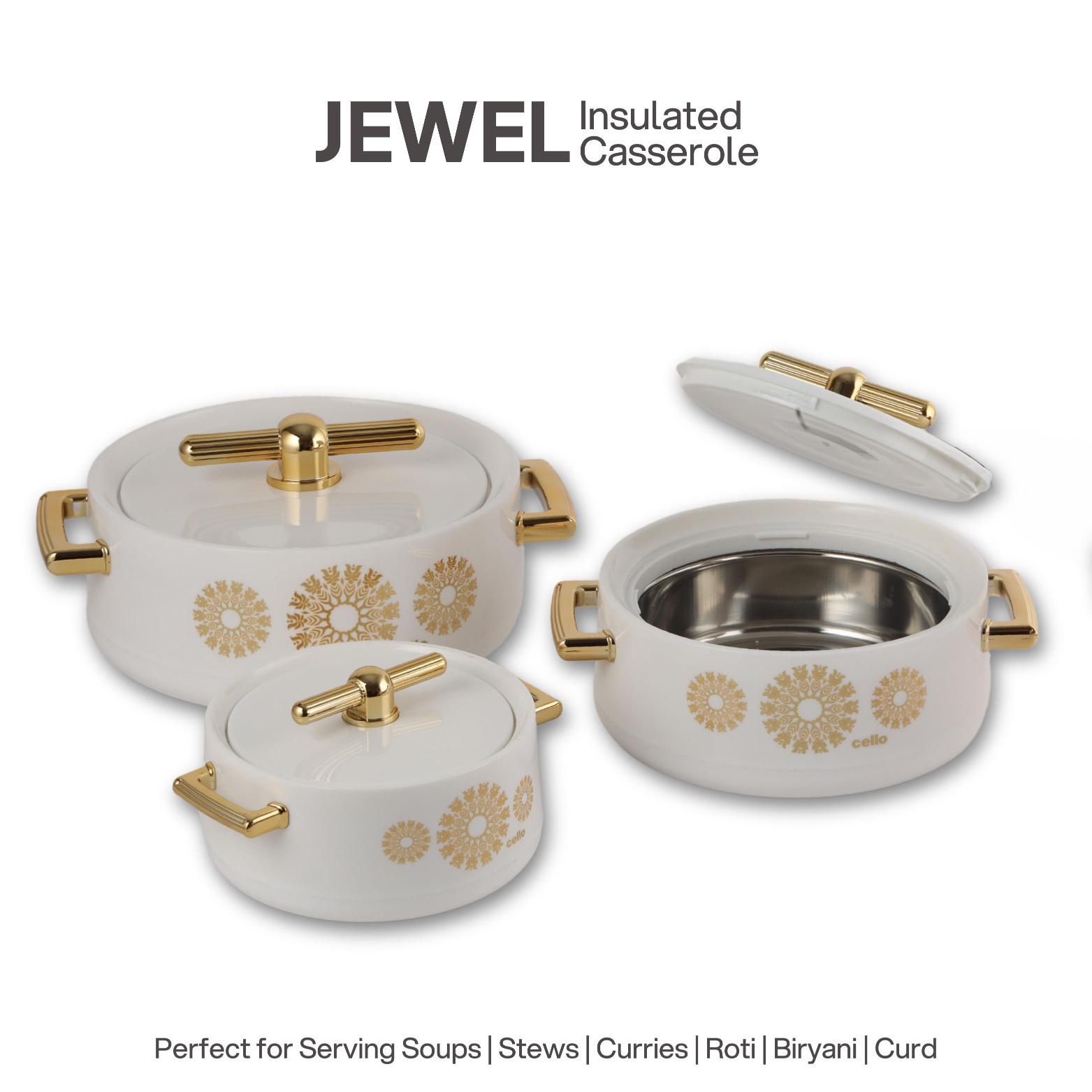 Jewel Insulated Casserole White / 3 Pc Set